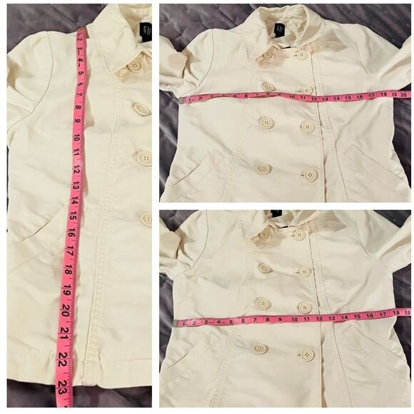 Gap Double Breasted Long Sleeve Lightweight Jacket Cream M - Picture 10 of 10